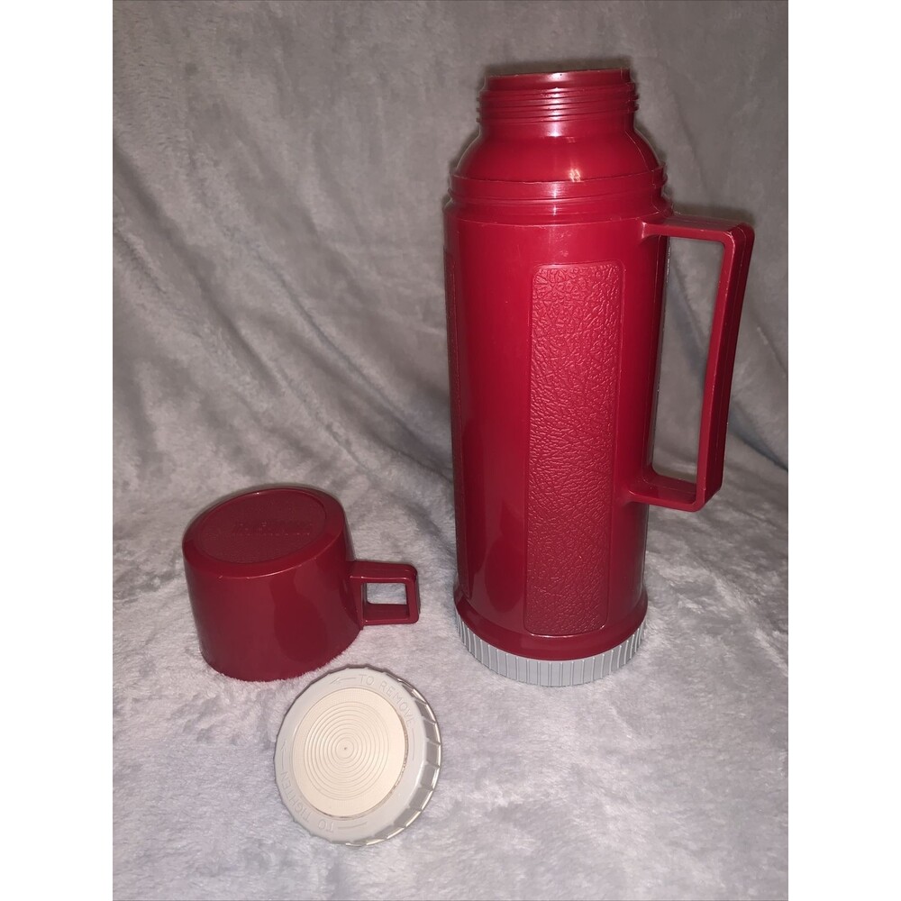 VTG Thermos Bottle King Seeley Solid Red 16oz ~Filler 22F Stopper 722 Cup 22A63~